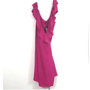 City Chic Lulu Faux Wrap Off Shoulder Dress Hot Pink Women's S / 16